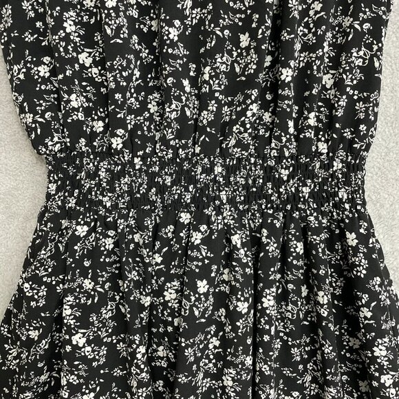 Uniqlo Sleeveless Black & White Floral Midi Dress Polyester M0076 - Picture 7 of 11
